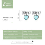 Bowknot Opal Love Heart Drop Earrings - 925 Sterling SilverEarrings