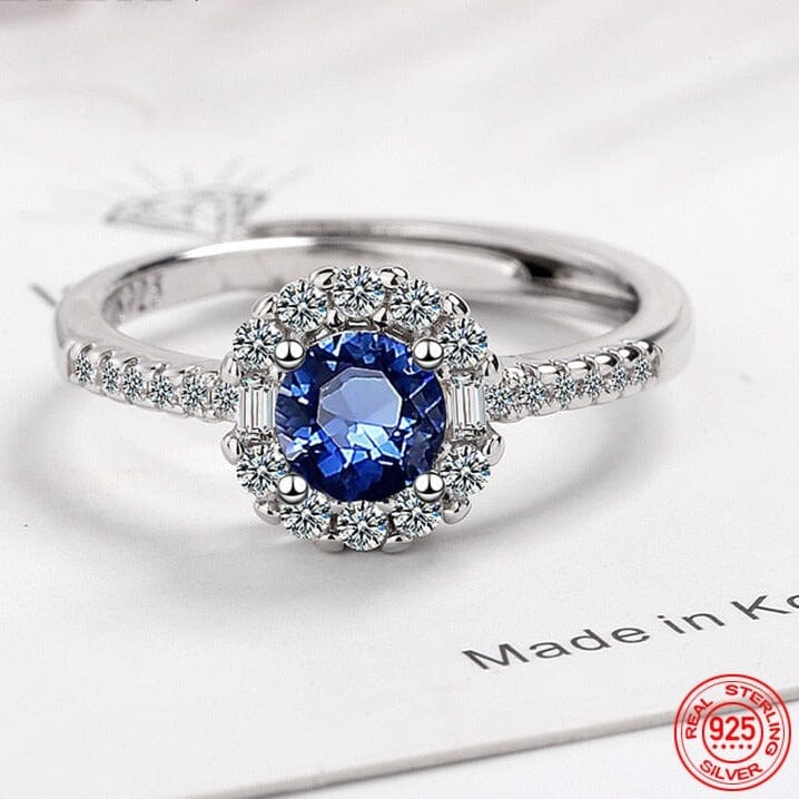 High Quality Sapphire Adjustable Ring - 925 Sterling SilverRing