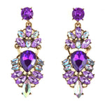 Geometric Statement Water Crystal Amethyst Long Dangle EarringsEarrings