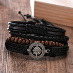 4Pcs/Set Braided Wrap Leather Bracelets for MenBraceletSet 22