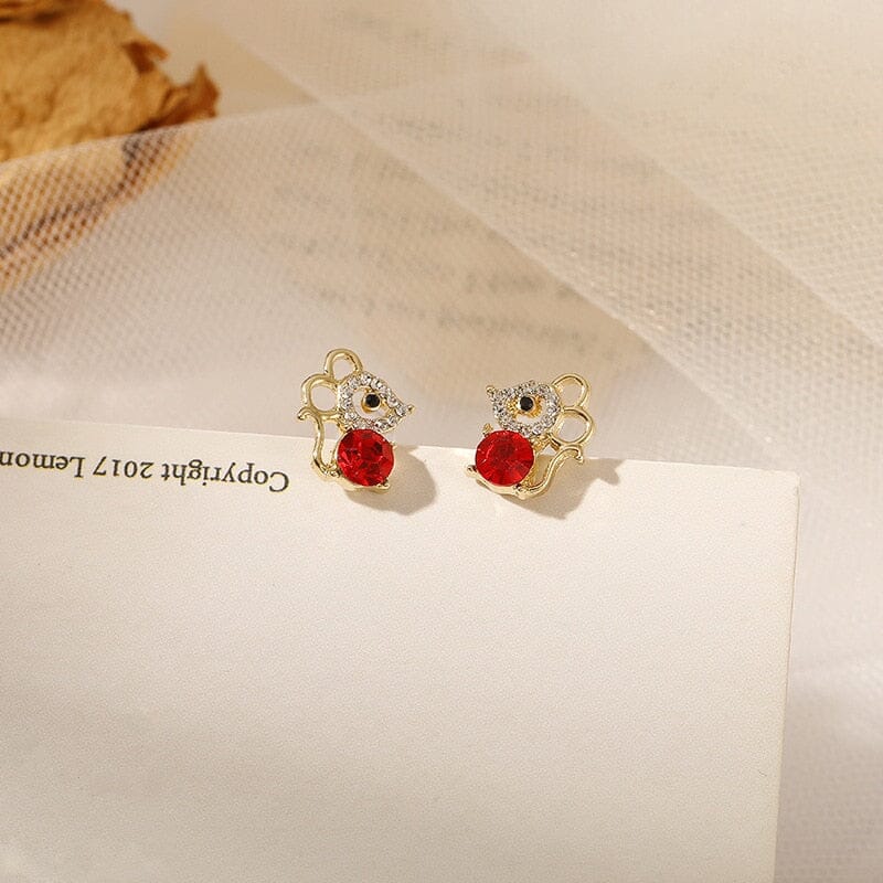 Mouse Shape Exquisite Fashion Ruby Stone Stud EarringsEarrings