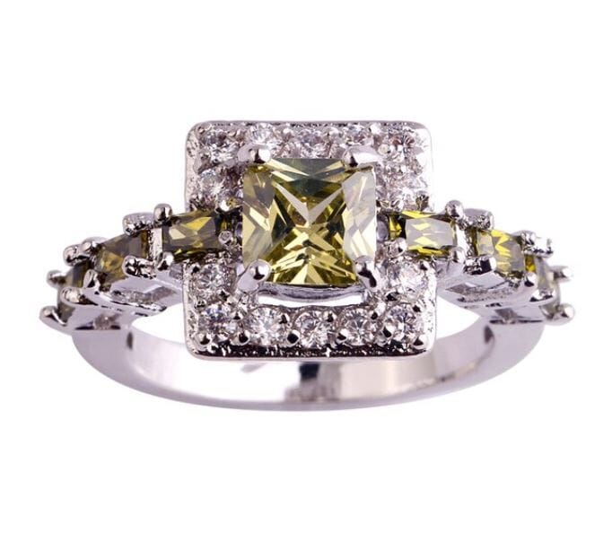 Peridot & White Topaz Silver RingRing6Olive Green