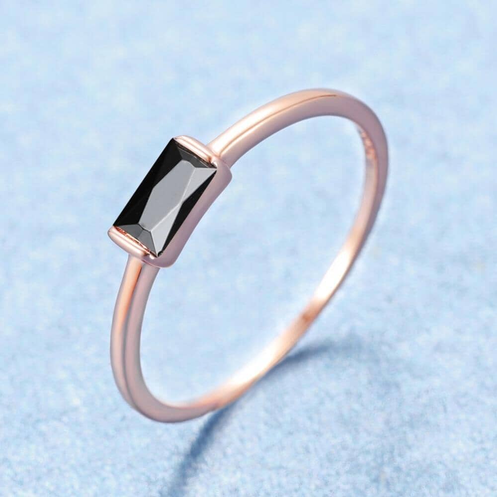 Black Onyx Minimalist Ring - 925 Sterling SilverRing9Rose Gold