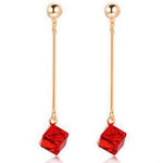 Lovely Fashion Square Color Crystal Dangle EarringsEarringsRed
