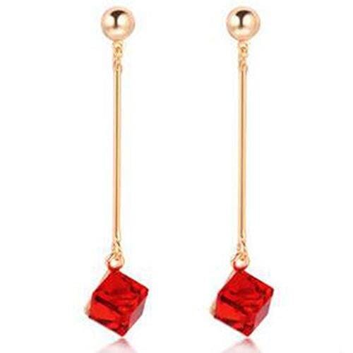 Lovely Fashion Square Color Crystal Dangle EarringsEarringsRed