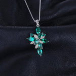 Green Flower Emerald Pendant - 925 Sterling SilverNecklace