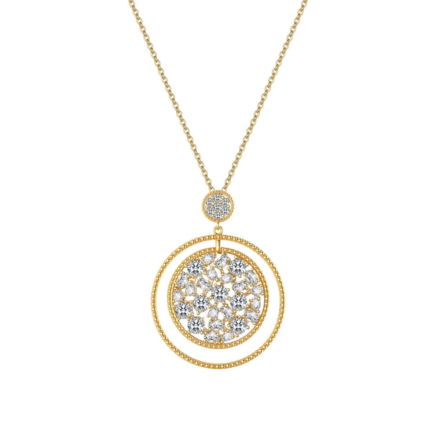 Promise Open Circle Crystals Pendant NecklaceGOLD