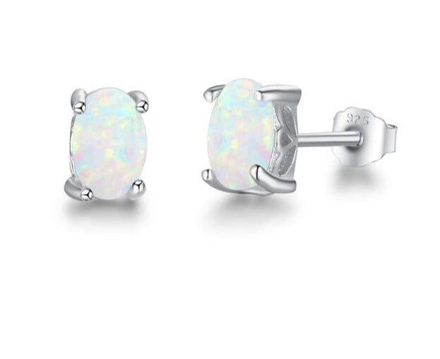 Blue, White & Pink Fire Opal Stone Stud EarringsEarringsWhite Opal