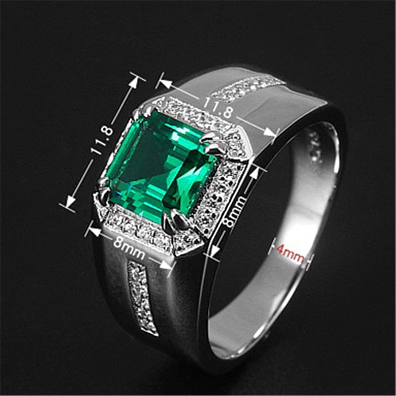 Trendy Emerald Sapphire Men Ring - 925 Sterling SilverRings