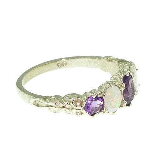 Amethyst and Opal Sterling Silver Ring (FOR USA ONLY)Ring