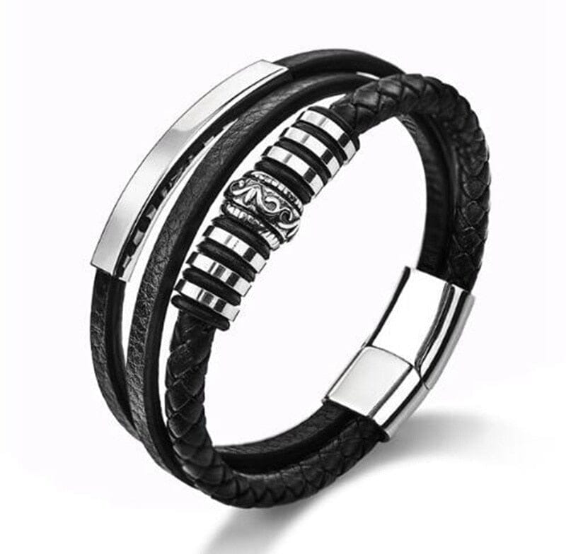 WWJD Fashion Classic Black Woven Leather Inlaid Cross Magnetic BraceletBraceletA6794-black-22cm