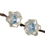 Vintage Baroque Style Topaz Citrine Gemstone Curled Leaf Stud Earrings - 925 Sterling SilverEarrings
