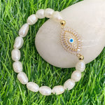 Simple Style Boho Virgin Mary Natural Freshwater Pearl Beaded Handmade WWJD BraceletBracelettype 2117cm