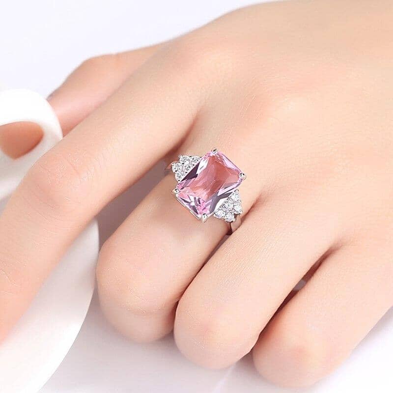 Bright Pink Tourmaline Silver Plated RingRing