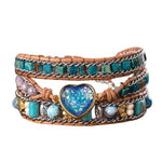 Heart Blue Opal Bohemian Wrap Beaded BraceletsBracelet