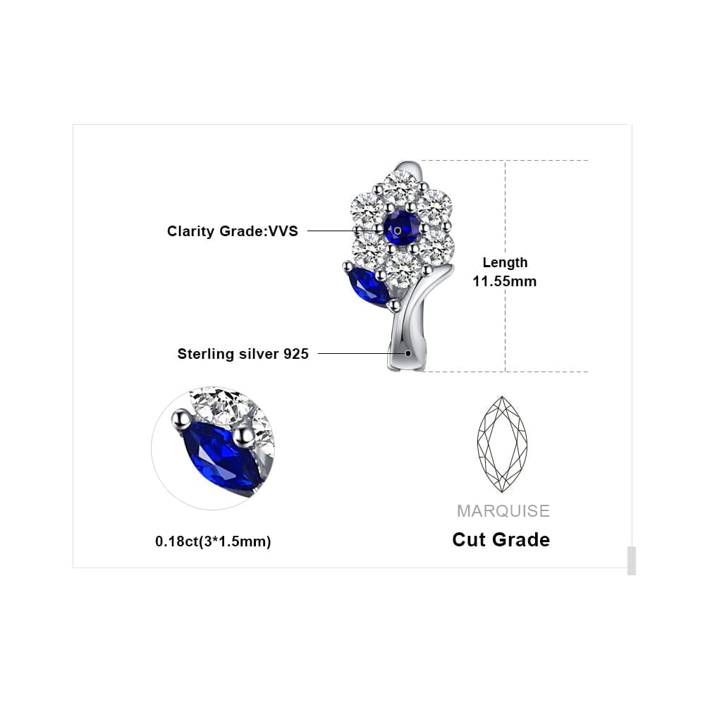 Girl Fashion Flower Created Sapphire Hoop Earrings - 925 Sterling SilverEarrings