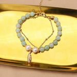 Romantic Charm Green Jade Natural Freshwater Pearls BraceletBracelet