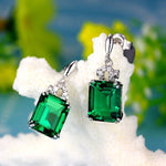 Uniquely Beautiful Square Emerald Earrings - 925 Sterling SilverEarrings