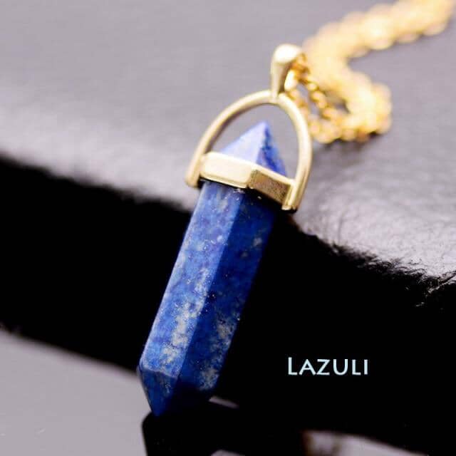Natural Stone Bullet Shape Healing Point Pendant NecklaceNecklaceLapis Lazuli