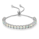 Fire Opal Silver Plated Tennis Bracelet for Women - ResizeableBraceletWhite Opal - Silver