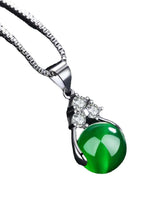 Natural Green Jade Chalcedony Necklace - 925 Sterling SilverNecklaces