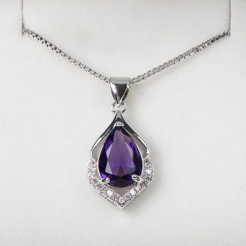 Amethyst White Topaz Pendant Necklace - 925 Sterling Silver – AtPerry's ...