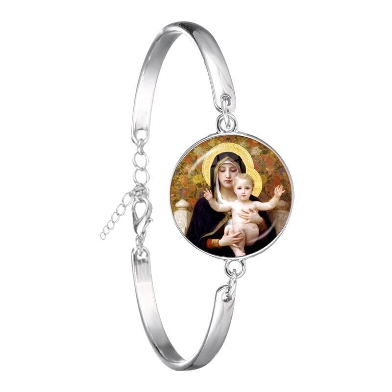 Our Lady of Guadalupe WWJD Glass Dome BraceletBracelet2