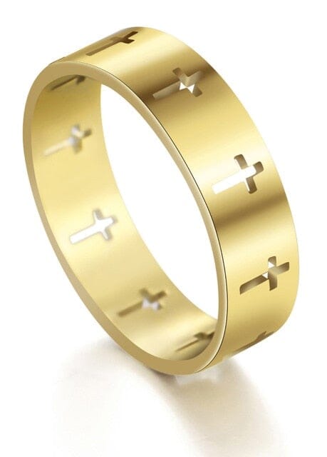 Hollow Cross Personality Punk Finger RingRing18mmGold
