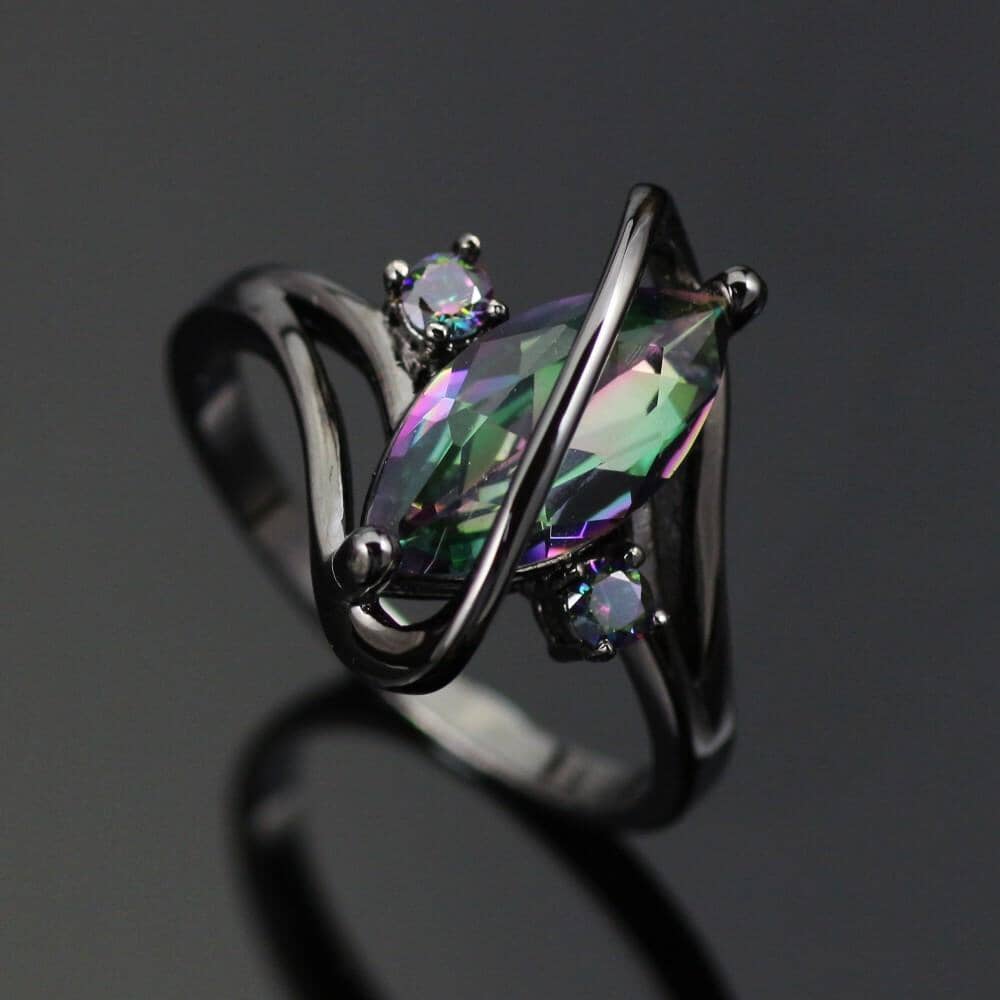 Rainbow Topaz Black Gold Plated RingRing