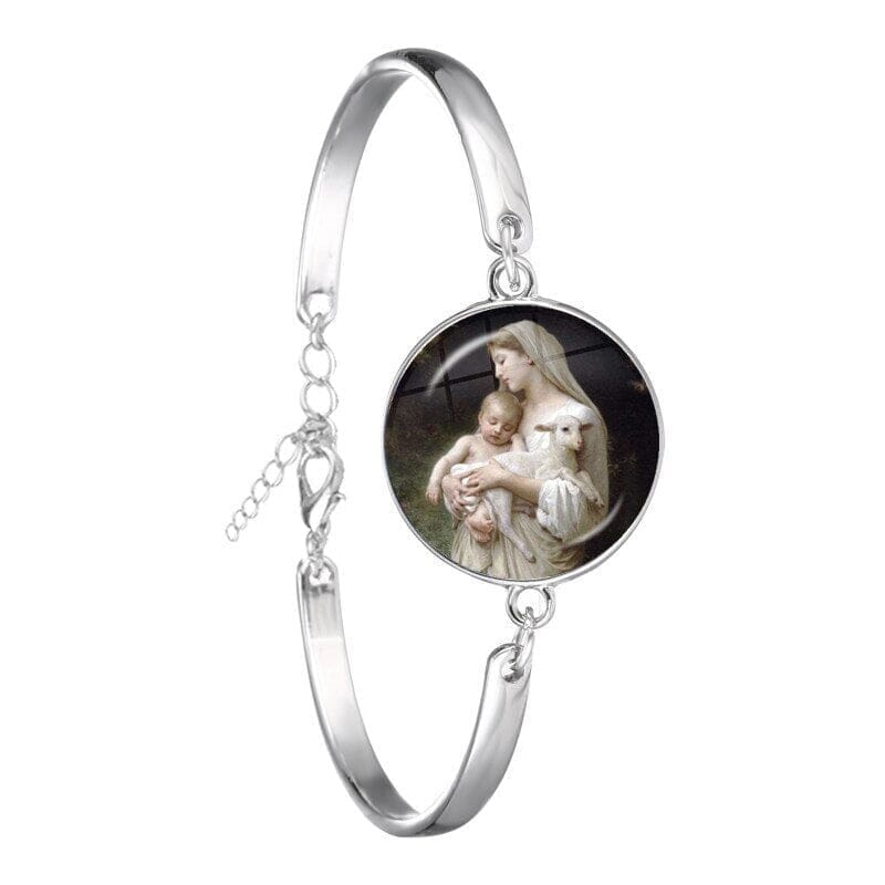 Our Lady of Guadalupe WWJD Glass Dome BraceletBracelet
