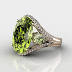 Luxury Female Big Oval Olive Green Peridot RingRing6Olive Green