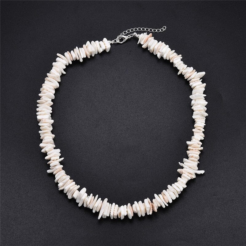 Natural White Clam Chips Puka Shell Choker NecklaceNecklace