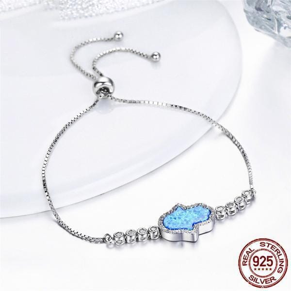 Blue Opal Hamsa Bracelet - 925 Sterling SilverBracelet