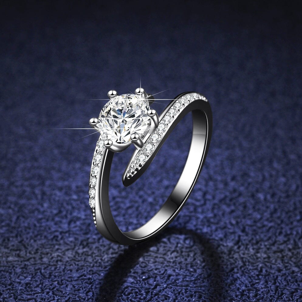 Bent Nail Bridal Brilliant Diamond Ring - 925 Sterling SilverRing