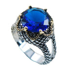 Fancy Blue CZ Sapphire Ring - 925 Sterling SilverRing