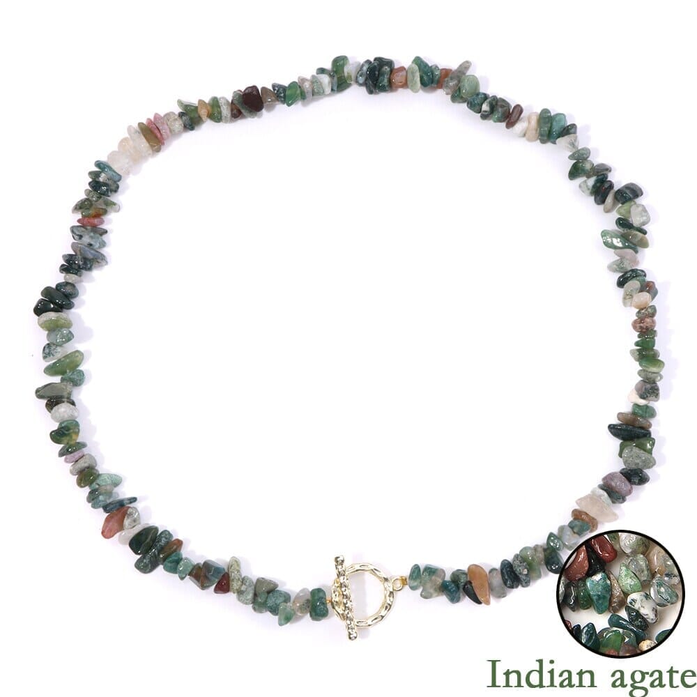 Boho Fashion Aventurine and other Stone Chips ChokerNecklace32 Indian agates