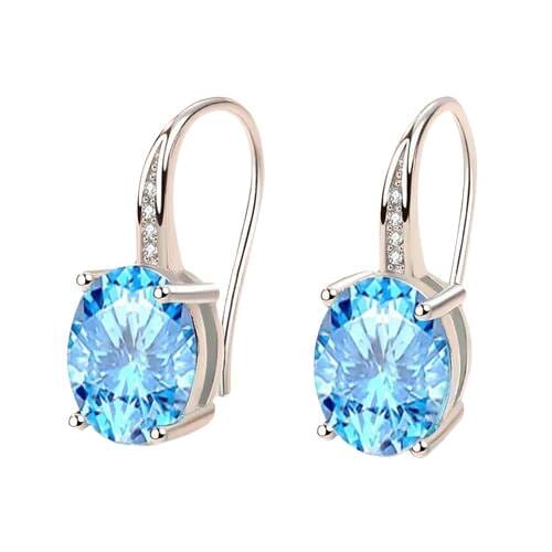 Lovely Blue Crystal Oval Drop Earrings