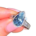 Personality Blue Water Drop Shaped Aquamarine Ring