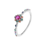 Creative Rainbow Series Ruby Emerald Oval Small Diamond RingRing6red